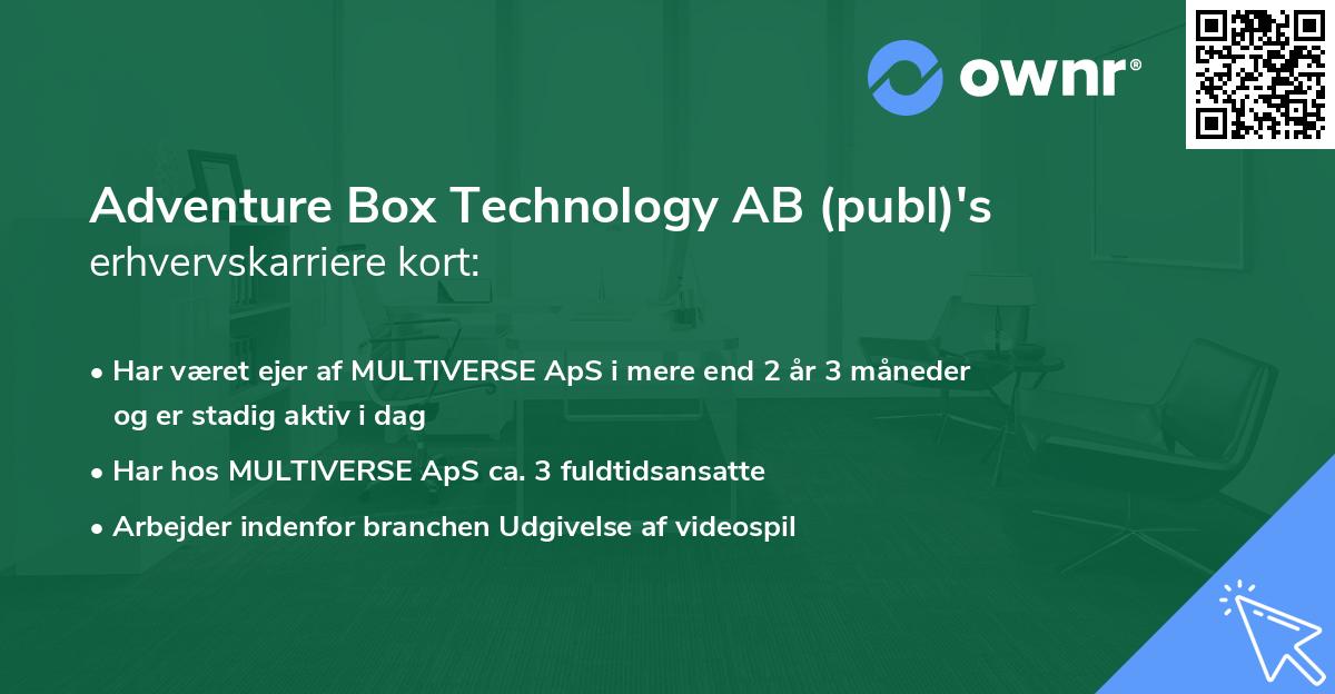 Adventure Box Technology AB (publ)'s erhvervskarriere kort