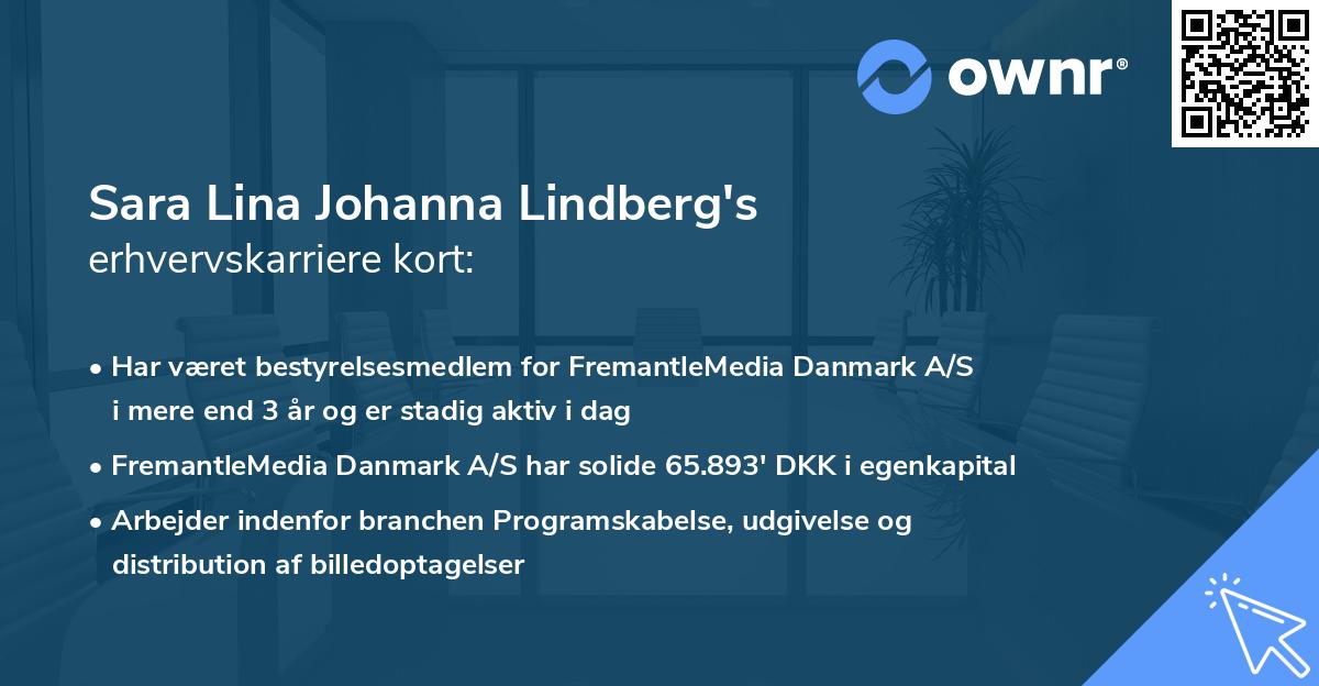 Sara Lina Johanna Lindberg's erhvervskarriere kort