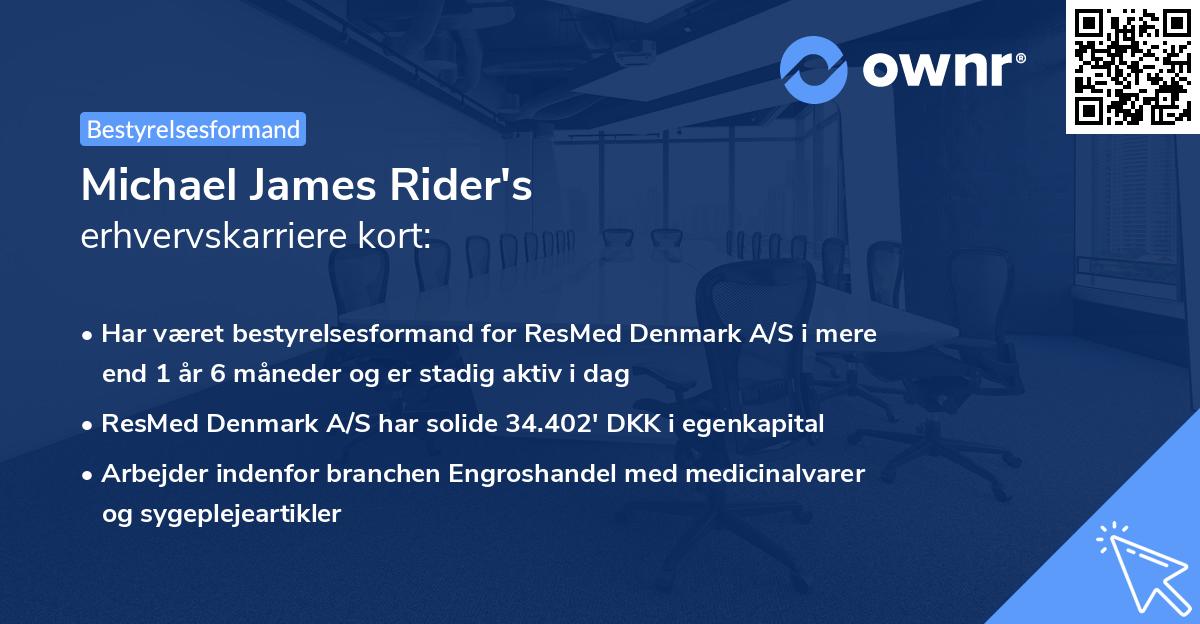 Michael James Rider's erhvervskarriere kort