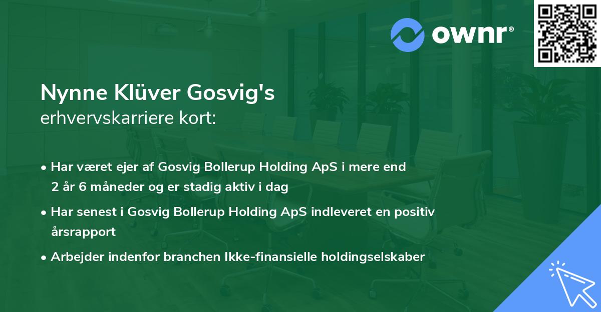 Nynne Klüver Gosvig's erhvervskarriere kort
