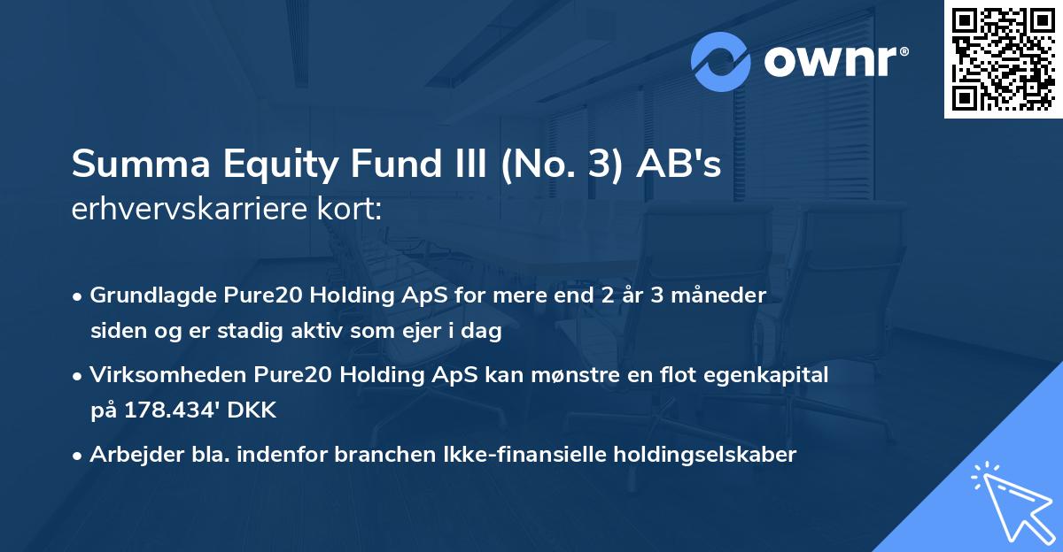 Summa Equity Fund III (No. 3) AB's erhvervskarriere kort