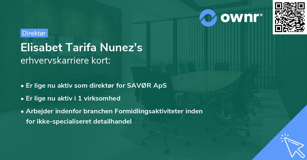 Elisabet Tarifa Nunez's erhvervskarriere kort