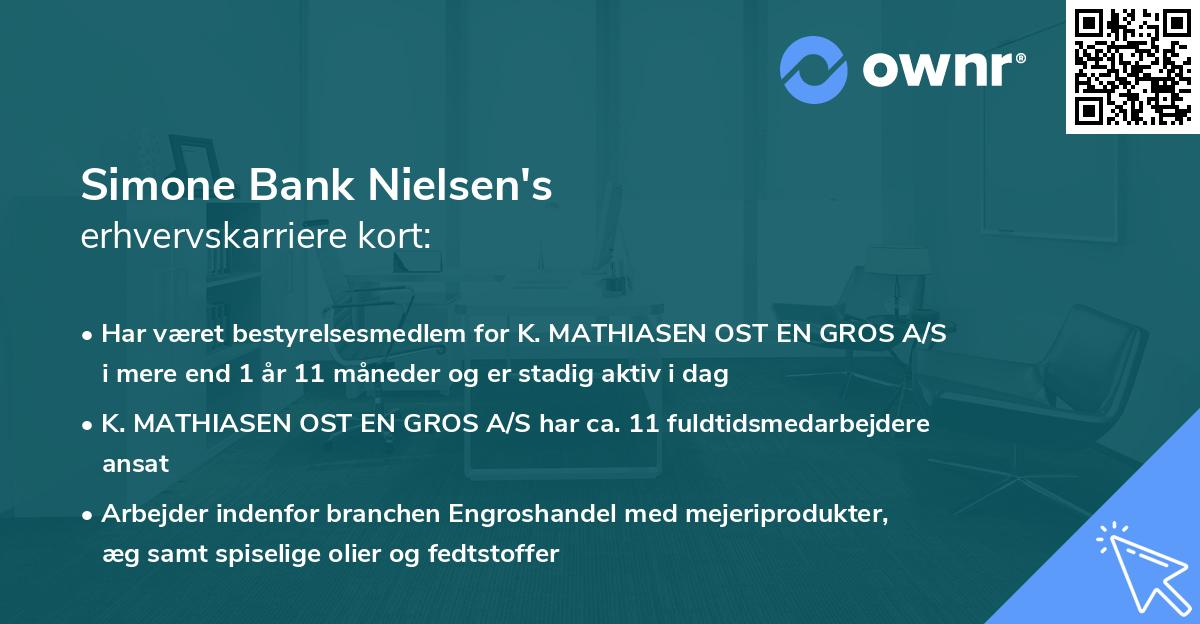 Simone Bank Nielsen's erhvervskarriere kort