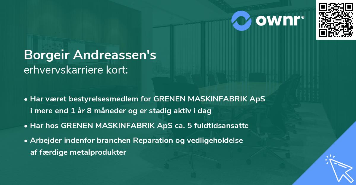 Borgeir Andreassen's erhvervskarriere kort