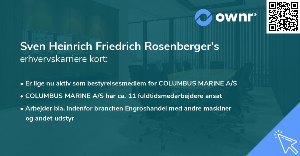 Sven Heinrich Friedrich Rosenberger's erhvervskarriere kort