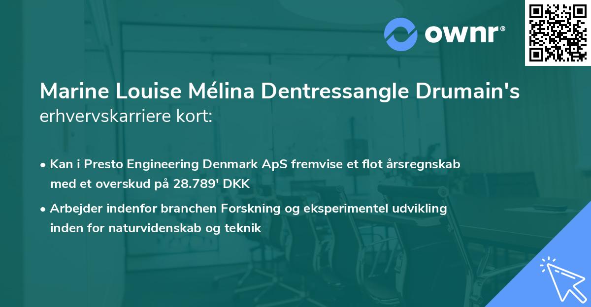 Marine Louise Mélina Dentressangle Drumain's erhvervskarriere kort