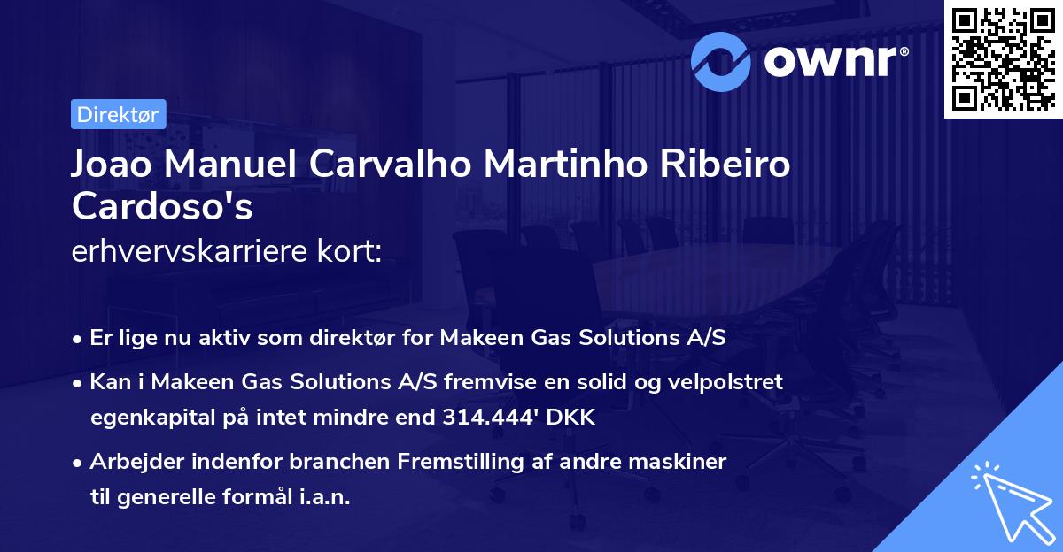 Joao Manuel Carvalho Martinho Ribeiro Cardoso's erhvervskarriere kort