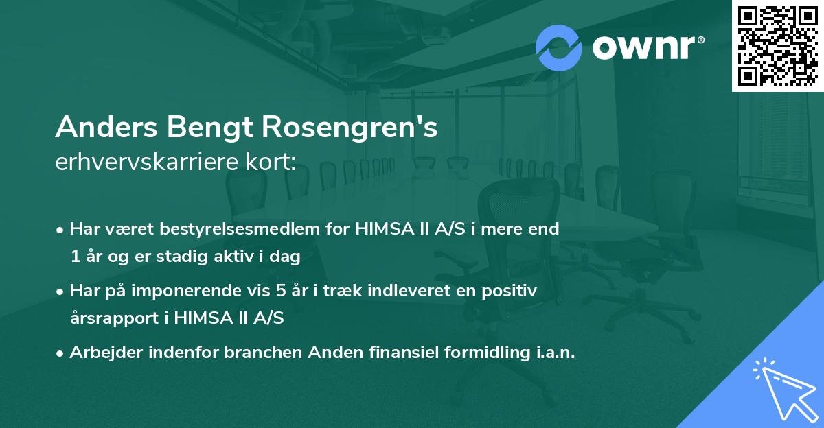 Anders Bengt Rosengren's erhvervskarriere kort