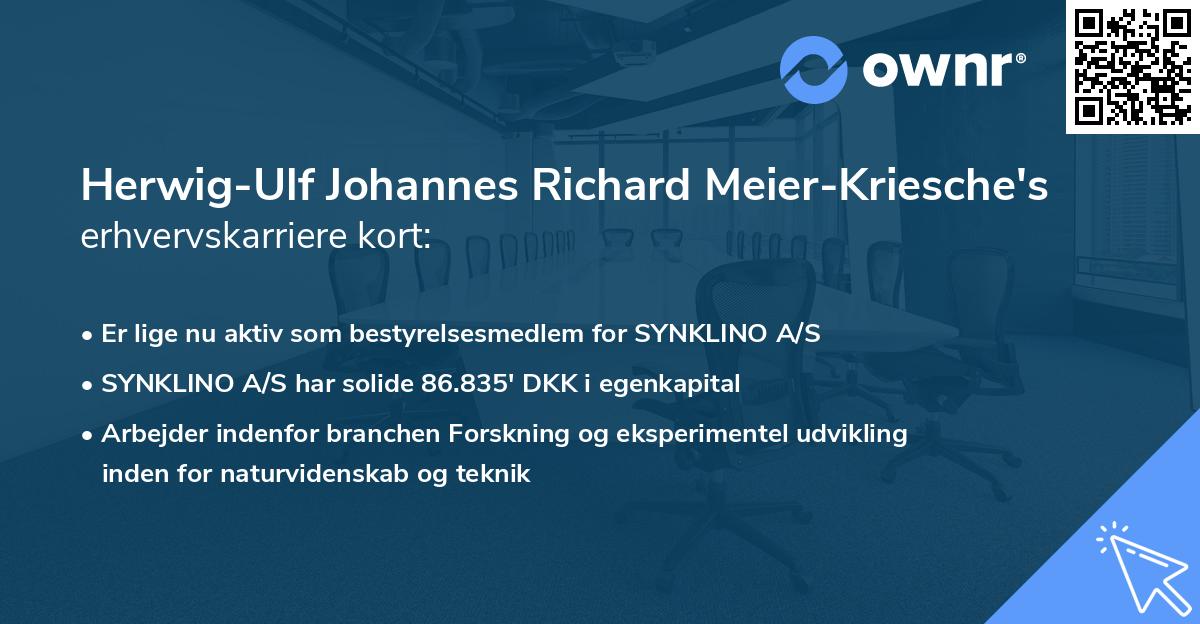 Herwig-Ulf Johannes Richard Meier-Kriesche's erhvervskarriere kort