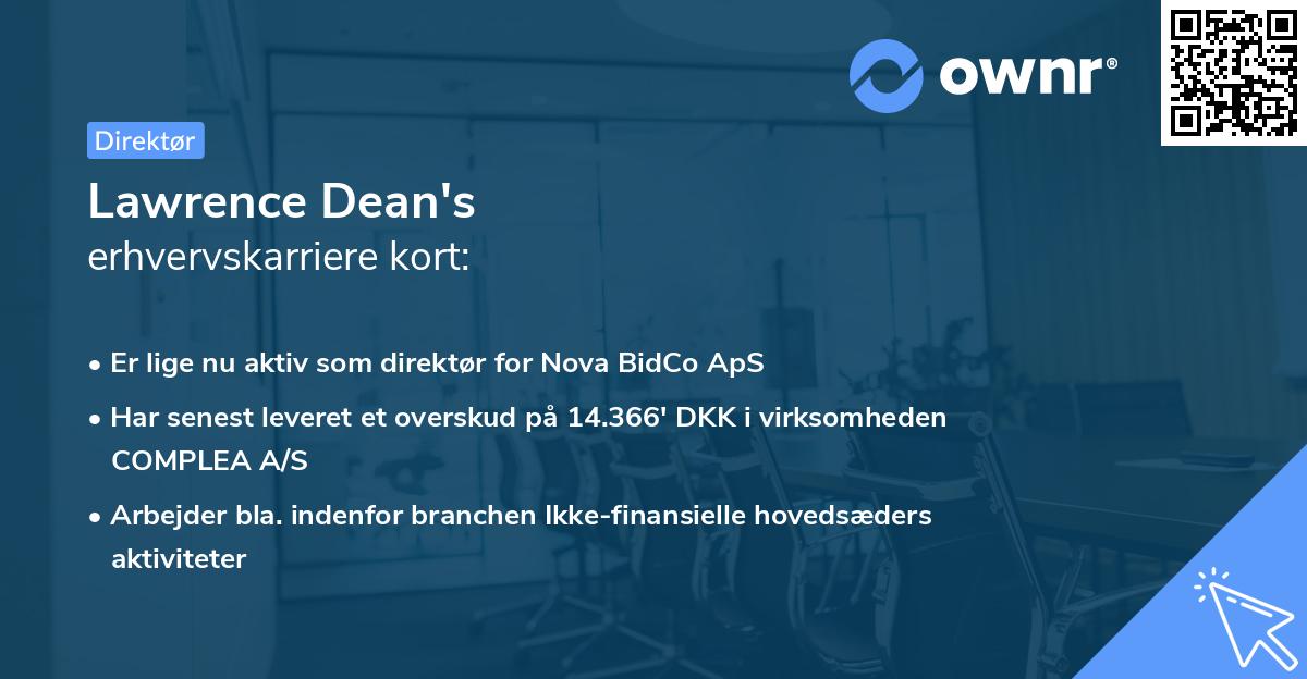 Lawrence Dean's erhvervskarriere kort