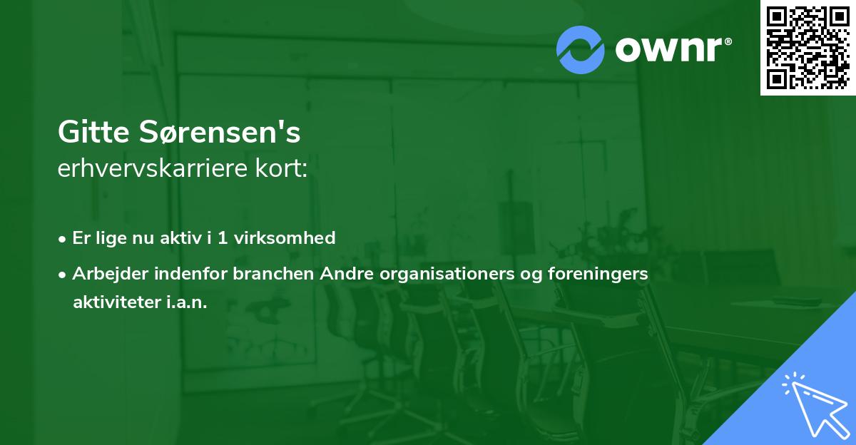 Gitte Sørensen's erhvervskarriere kort