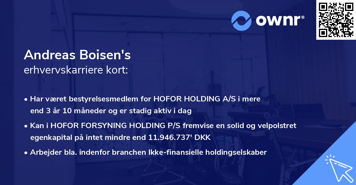 Andreas Boisen's erhvervskarriere kort