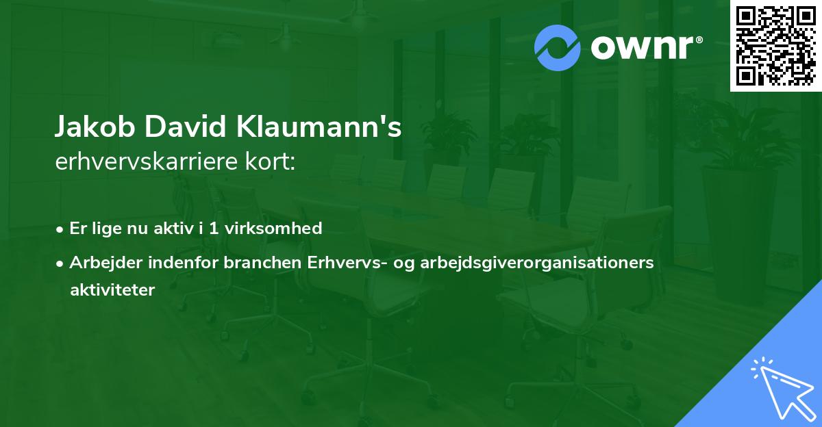 Jakob David Klaumann's erhvervskarriere kort