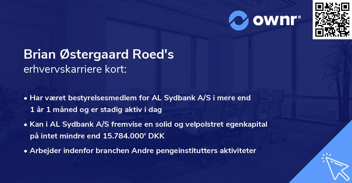 Brian Østergaard Roed's erhvervskarriere kort