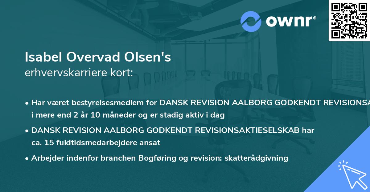 Isabel Overvad Olsen's erhvervskarriere kort