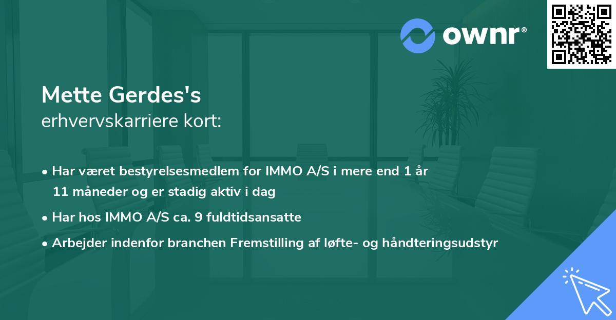 Mette Gerdes's erhvervskarriere kort