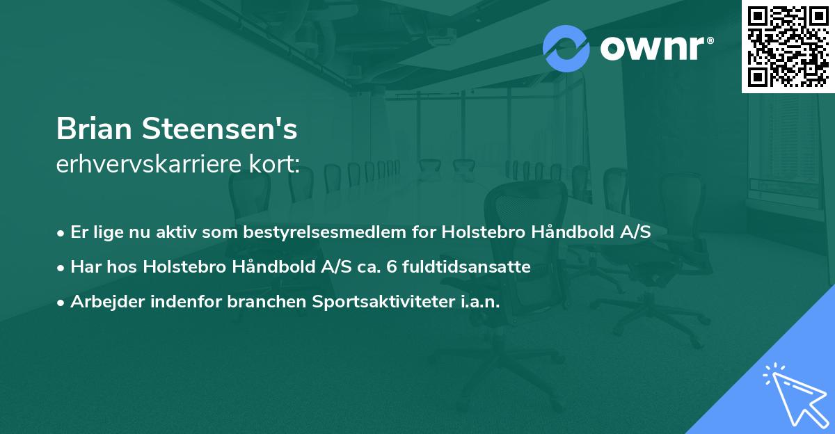 Brian Steensen's erhvervskarriere kort
