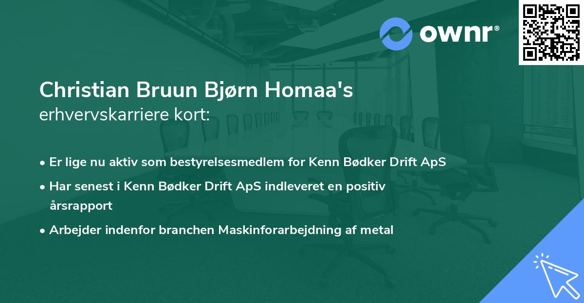 Christian Bruun Bjørn Homaa's erhvervskarriere kort