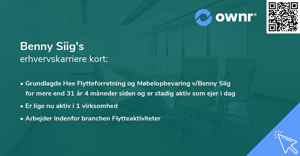 Benny Siig's erhvervskarriere kort
