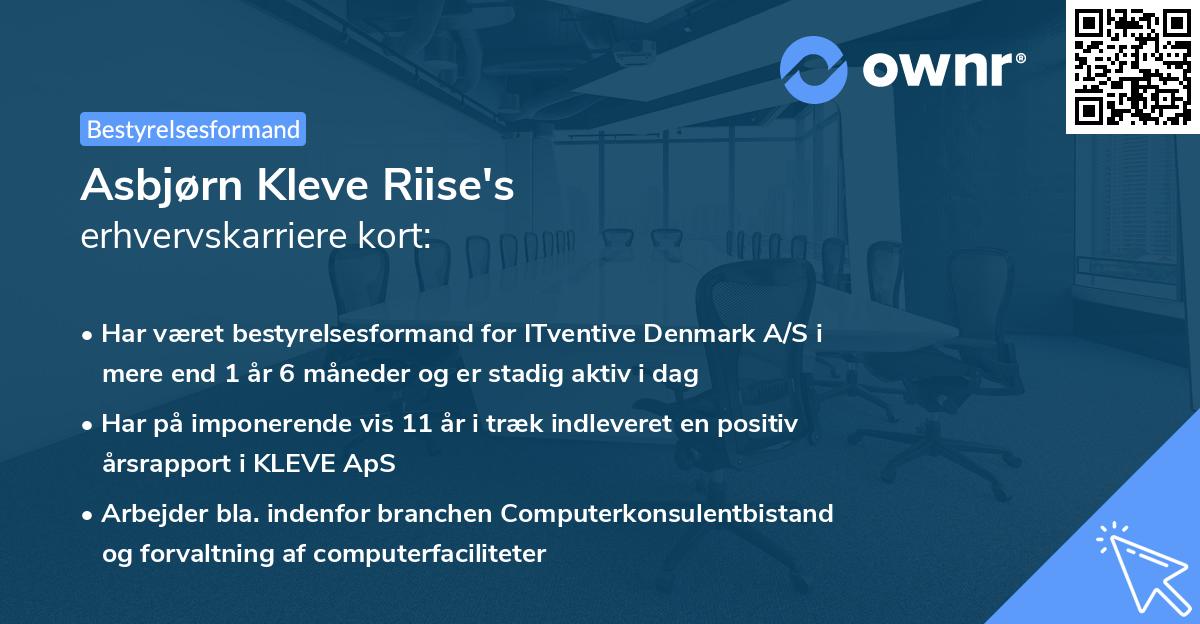 Asbjørn Kleve Riise's erhvervskarriere kort