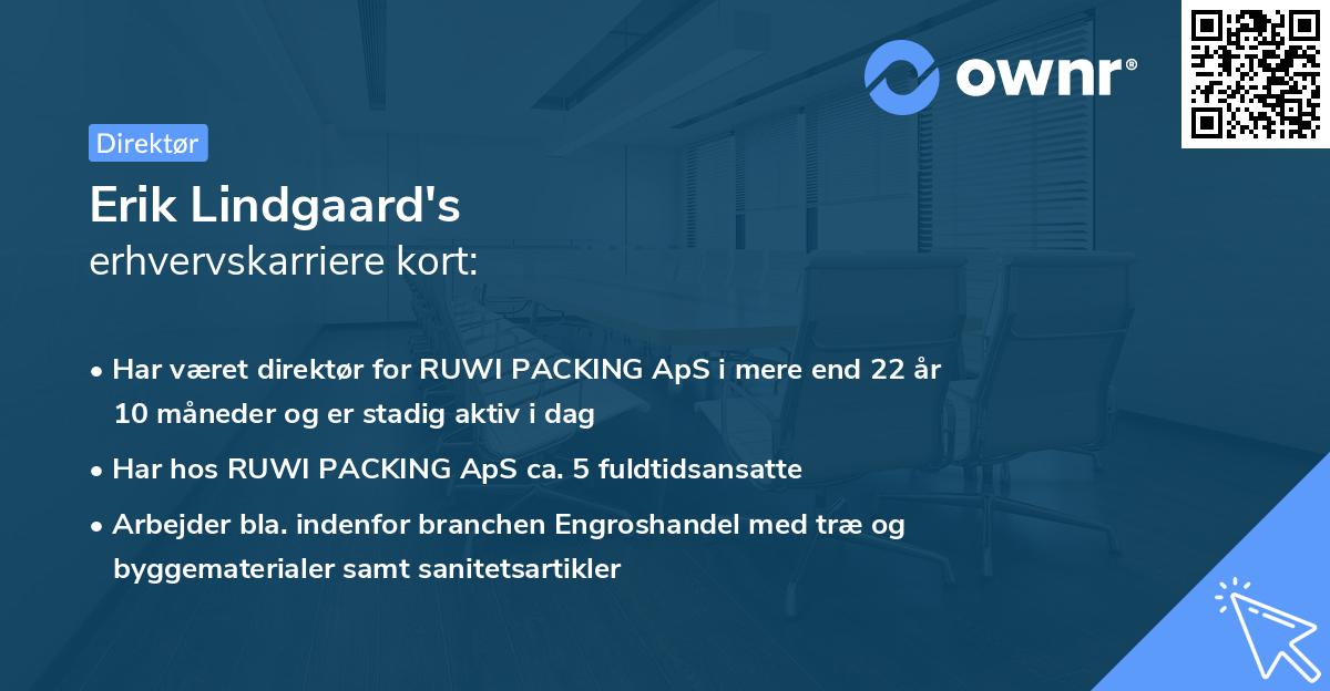 Erik Lindgaard's erhvervskarriere kort