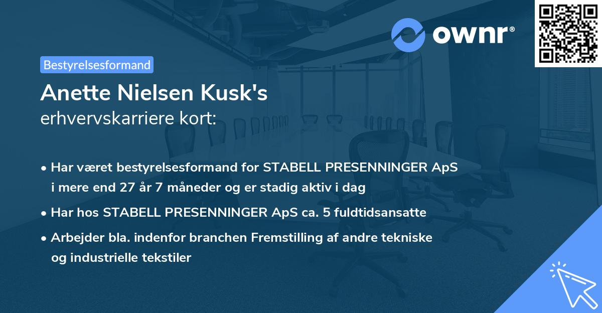 Anette Nielsen Kusk's erhvervskarriere kort