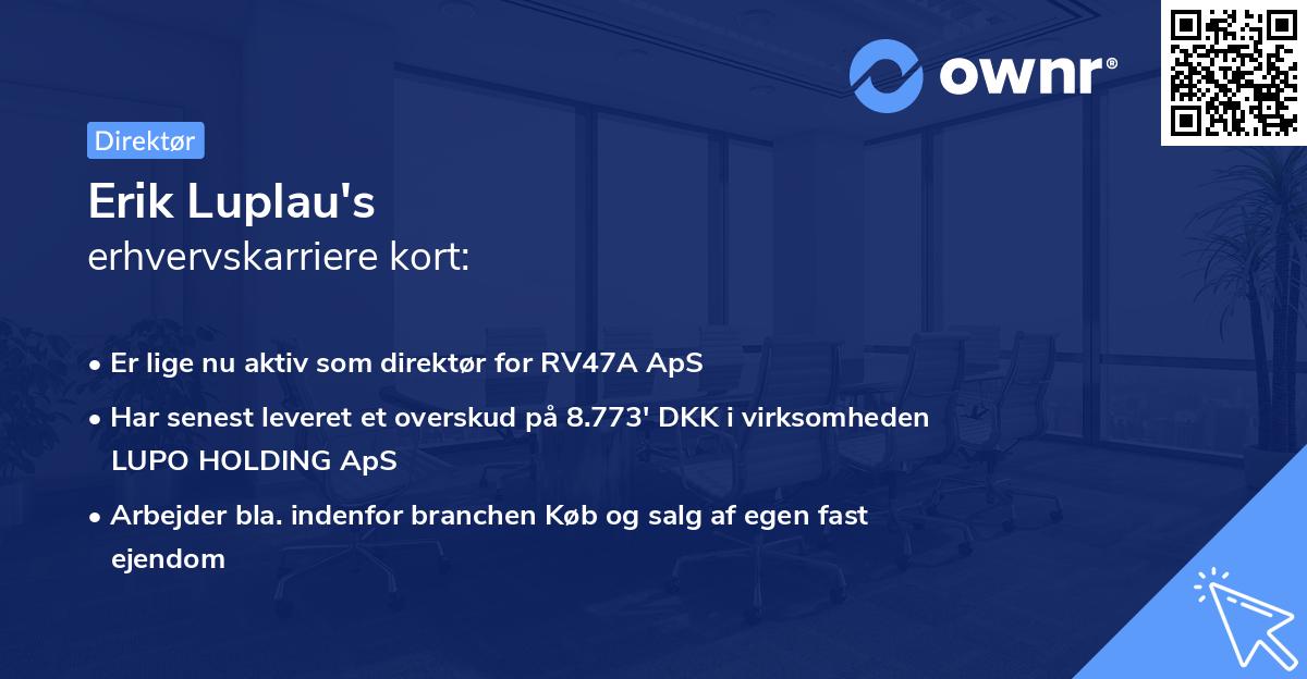 Erik Luplau's erhvervskarriere kort