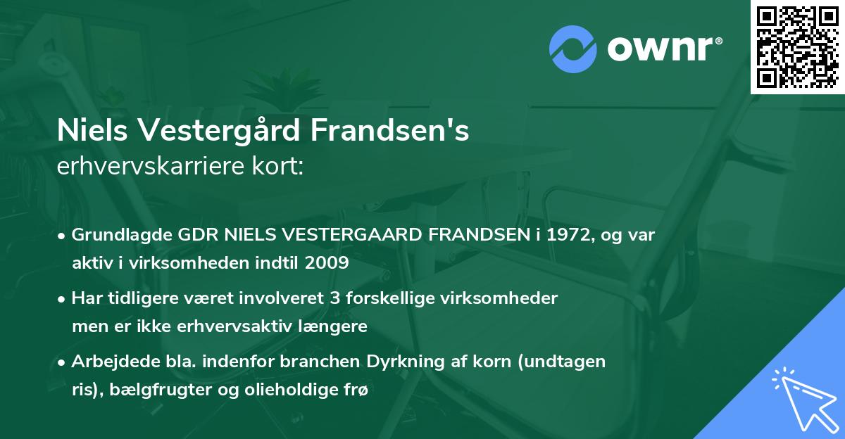 Niels Vestergård Frandsen's erhvervskarriere kort