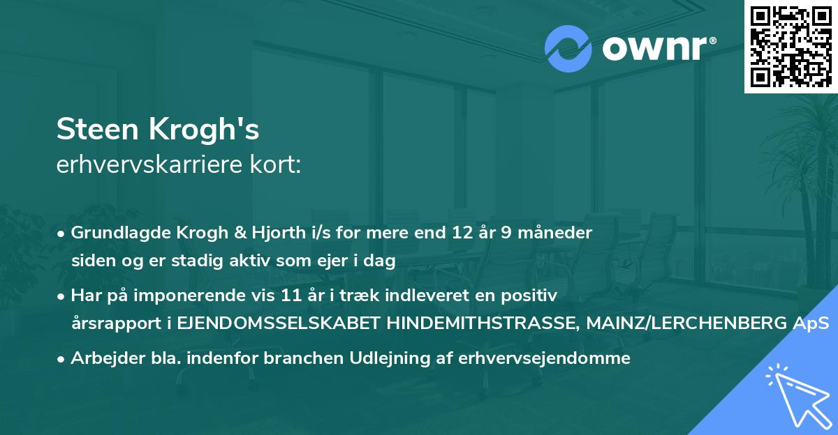 Steen Krogh's erhvervskarriere kort