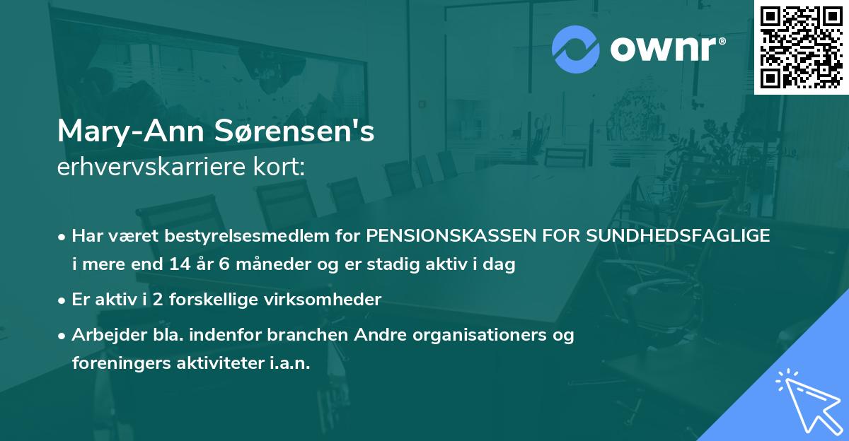 Mary-Ann Sørensen's erhvervskarriere kort