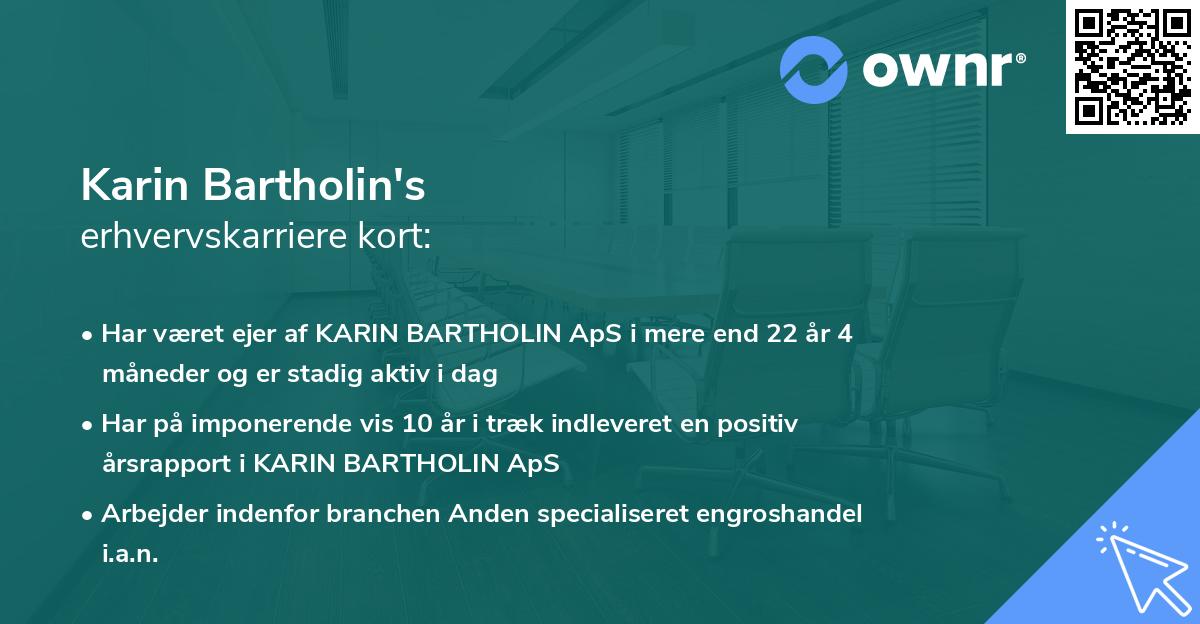 Karin Bartholin's erhvervskarriere kort
