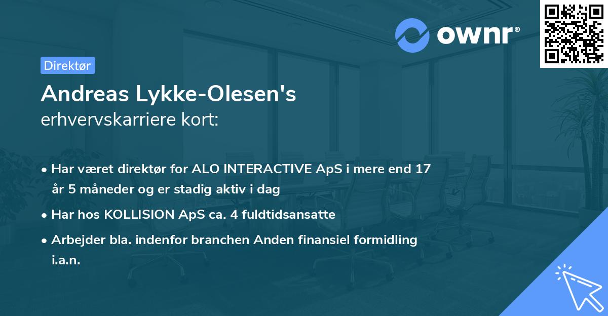 Andreas Lykke-Olesen's erhvervskarriere kort