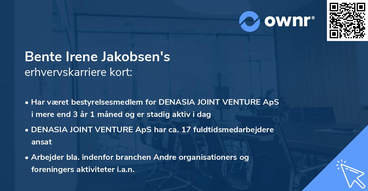 Bente Irene Jakobsen's erhvervskarriere kort