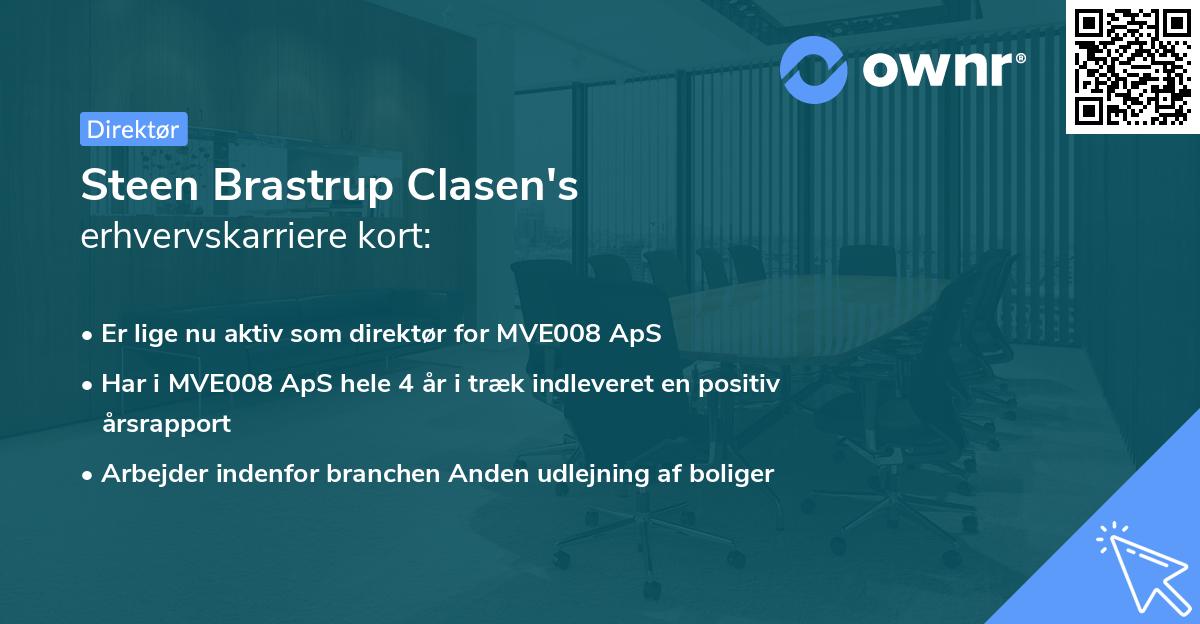 Steen Brastrup Clasen's erhvervskarriere kort