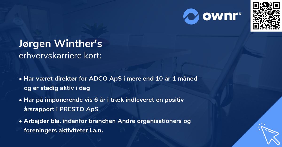 Jørgen Winther's erhvervskarriere kort