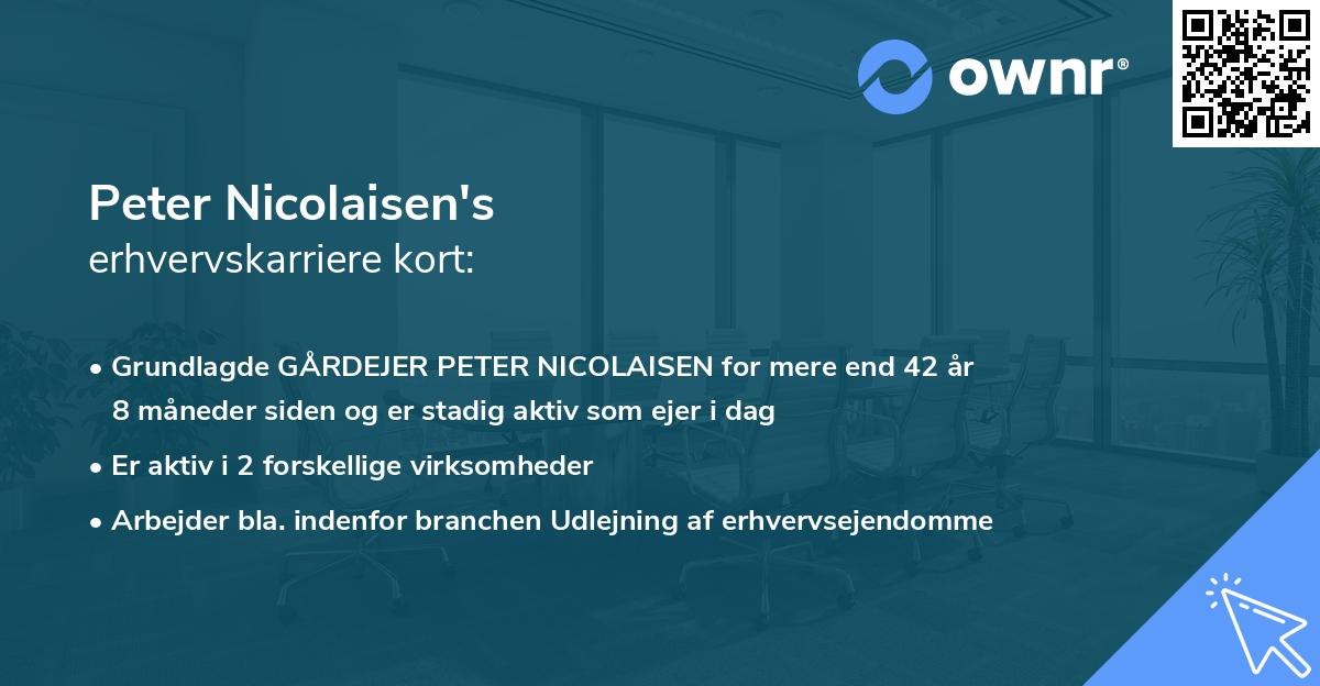 Peter Nicolaisen's erhvervskarriere kort