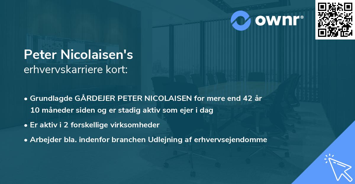 Peter Nicolaisen's erhvervskarriere kort