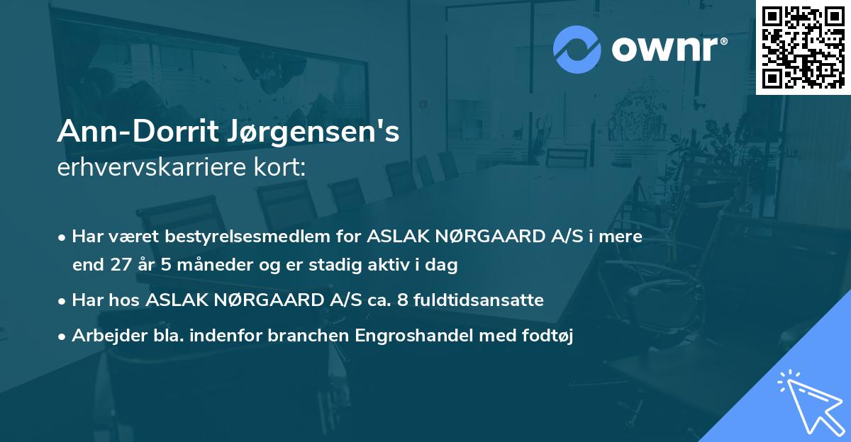 Ann-Dorrit Jørgensen's erhvervskarriere kort
