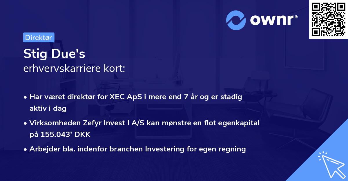 Stig Due's erhvervskarriere kort