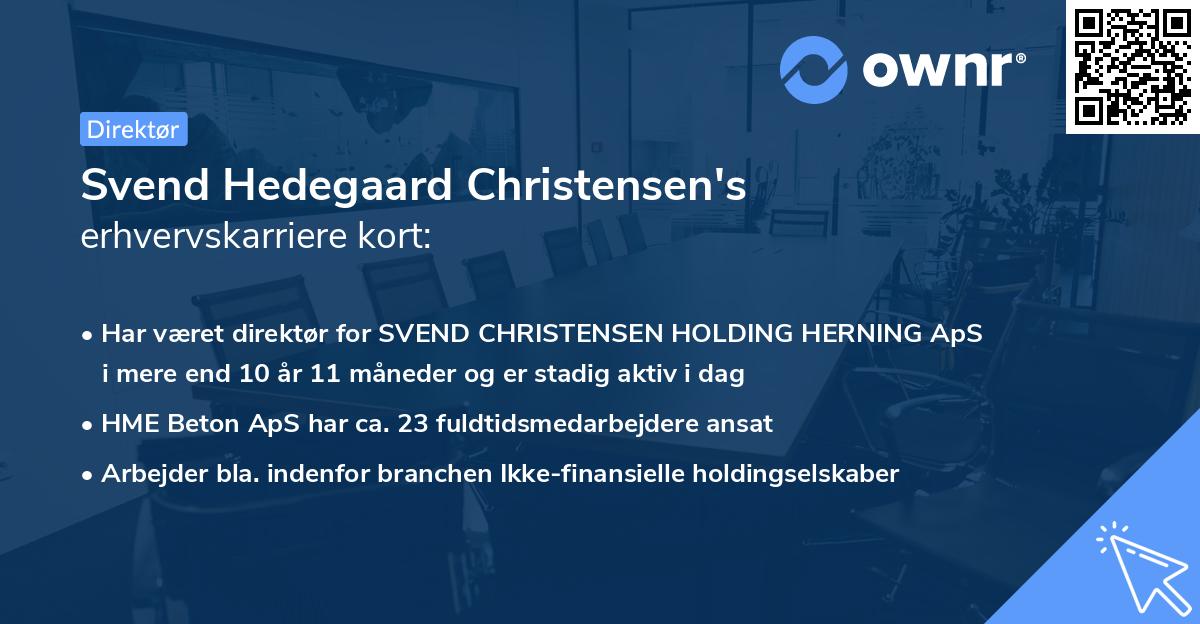 Svend Hedegaard Christensen's erhvervskarriere kort