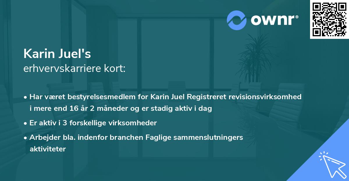 Karin Juel's erhvervskarriere kort