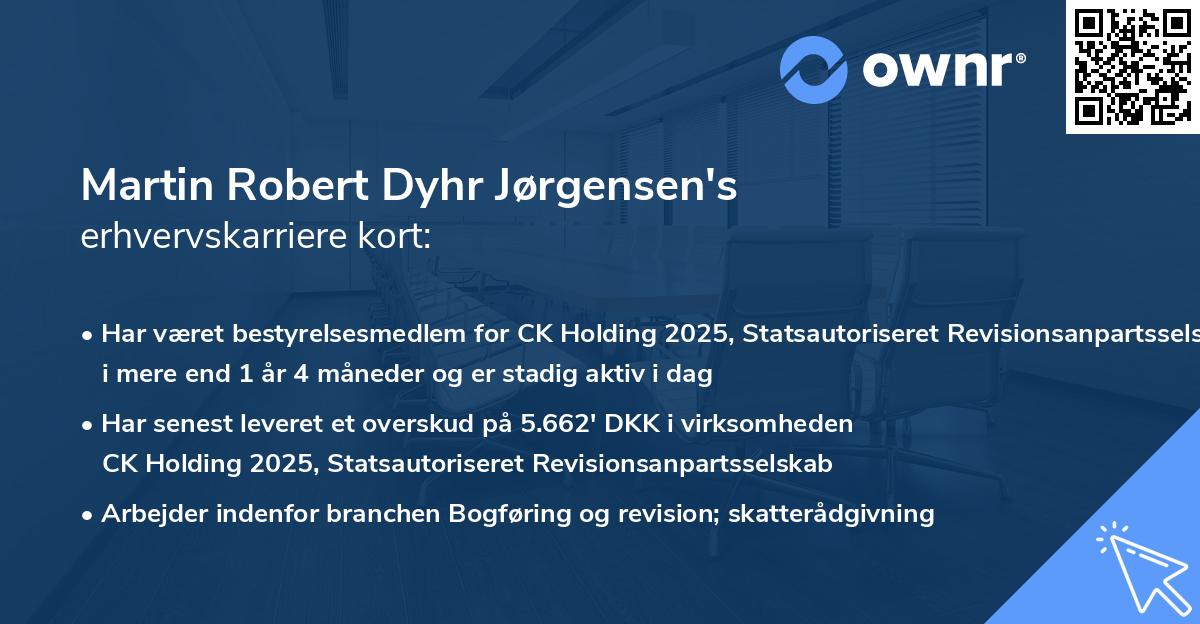 Martin Robert Dyhr Jørgensen's erhvervskarriere kort
