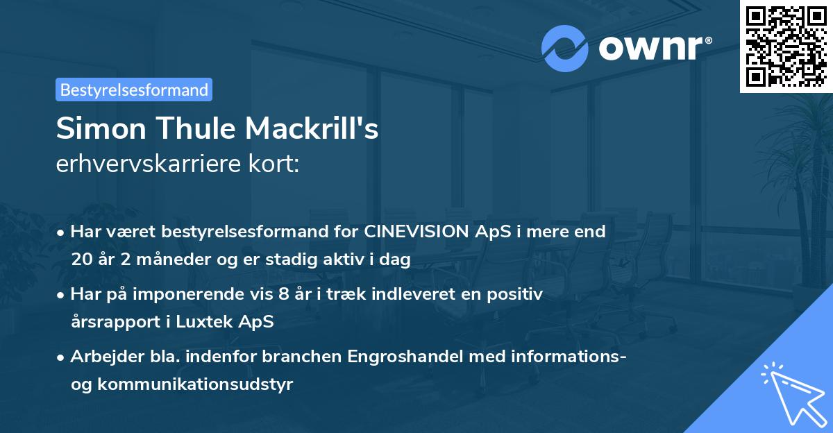 Simon Thule Mackrill's erhvervskarriere kort