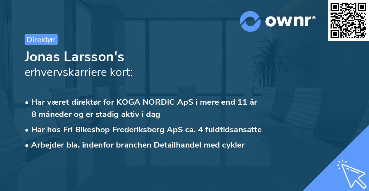 Jonas Larsson's erhvervskarriere kort