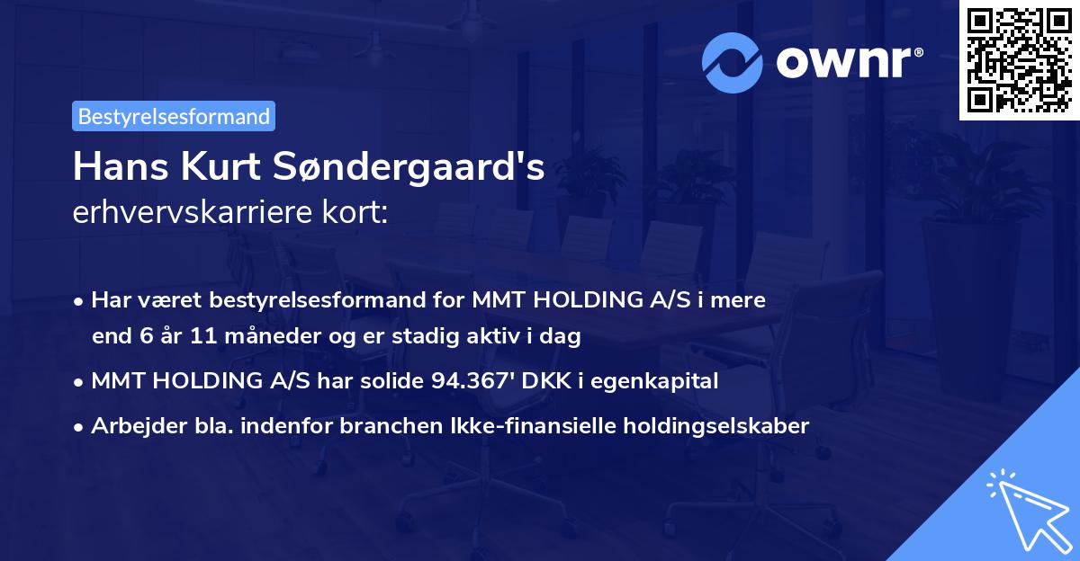 Hans Kurt Søndergaard's erhvervskarriere kort