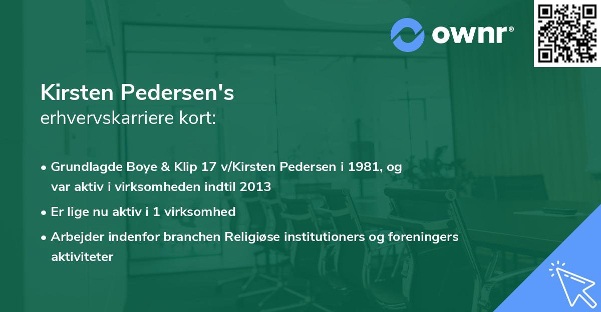 Kirsten Pedersen's erhvervskarriere kort