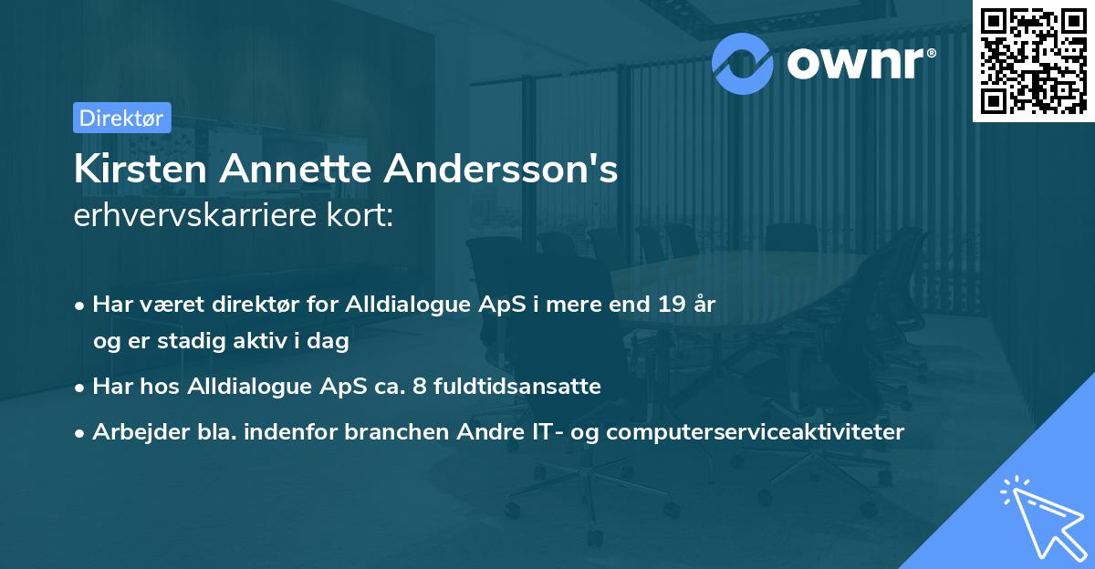 Kirsten Annette Andersson's erhvervskarriere kort