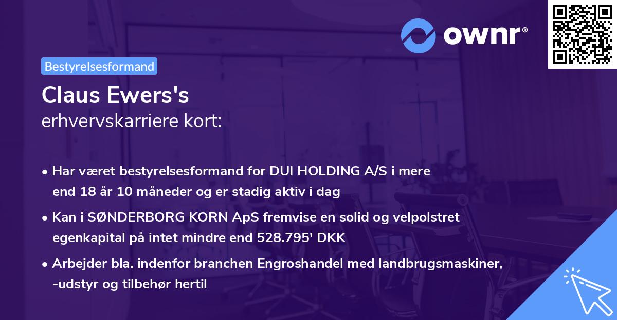 Claus Ewers's erhvervskarriere kort
