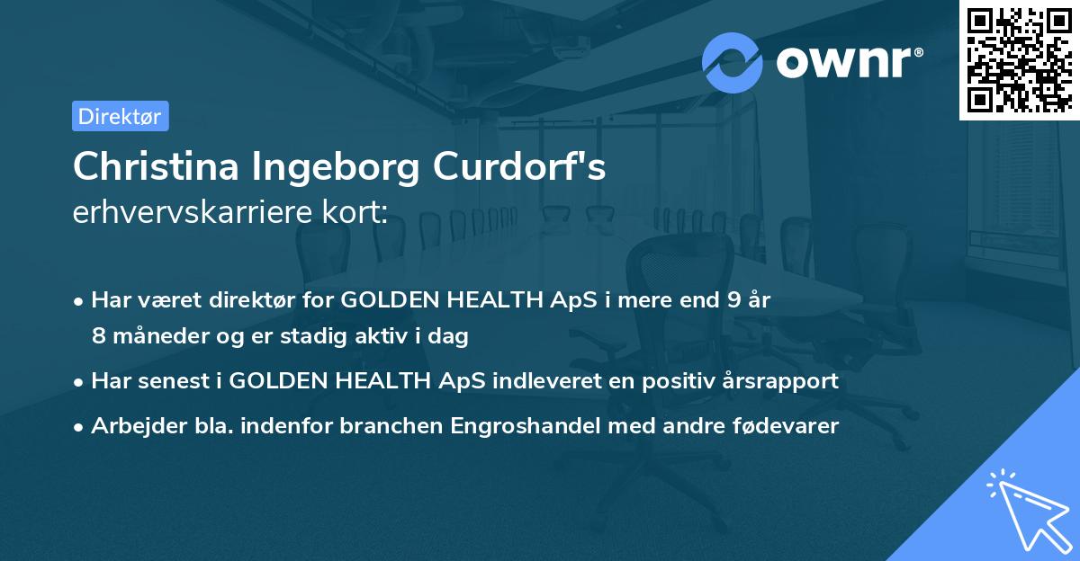 Christina Ingeborg Curdorf's erhvervskarriere kort