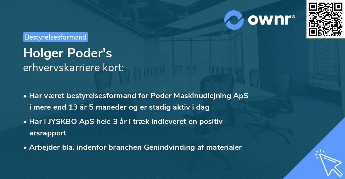 Holger Poder's erhvervskarriere kort